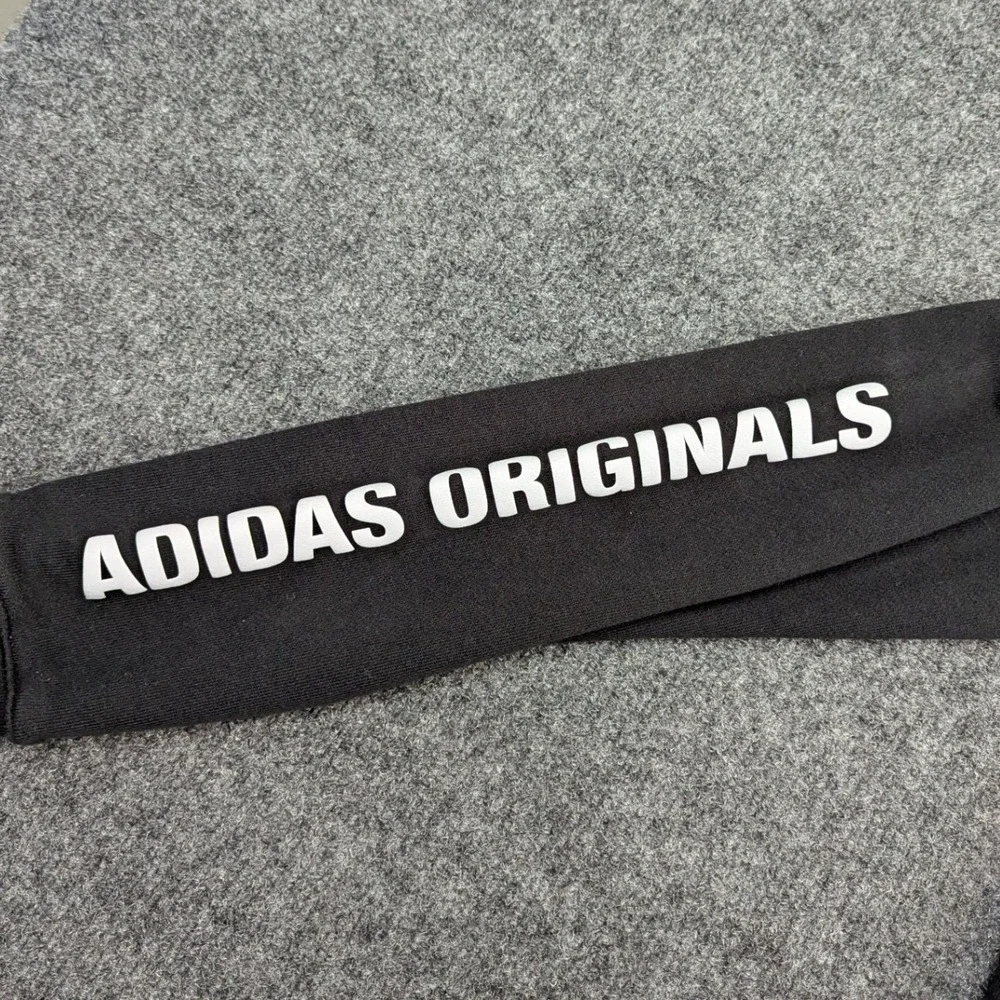 Adidas Originals Mens Small Black Globe Trefoil Graphic Sleeve Logo Hoodie